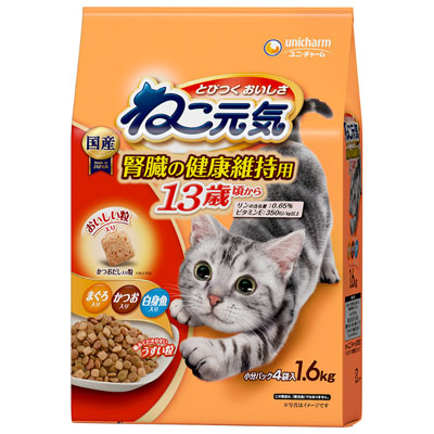 ねこ元気　腎臓の健康維持用13歳頃からまぐろ･かつお･白身魚入り1.6kg