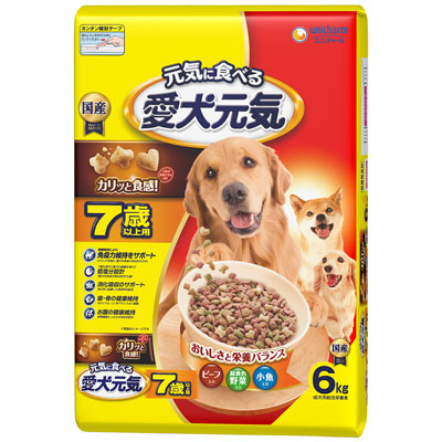 愛犬元気 7歳以上用ビーフ・緑黄色野菜・小魚入り6kg