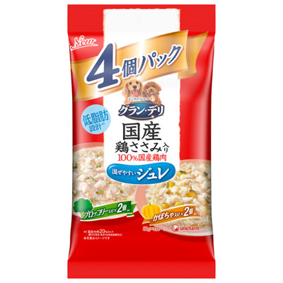 グラン・デリ　国産鶏ささみ　パウチジュレ　成犬用4個パックブロッコリー･かぼちゃ80g×4個
