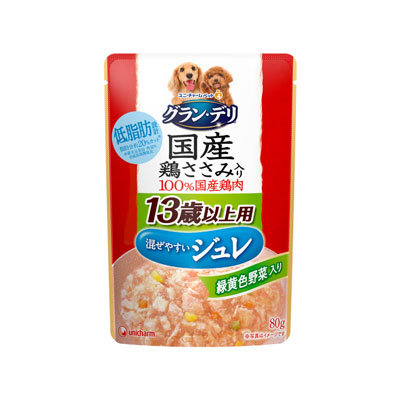 グラン・デリ 国産鶏ささみパウチジュレ13歳以上用緑黄色野菜入り80g
