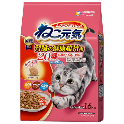 ねこ元気 腎臓の健康維持用20歳を過ぎてもすこやかにまぐろ・かつお・白身魚入り1.6kg