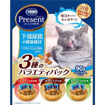 コンボプレゼントキャットおやつ下部尿路の健康維持3種のバラエティパック90g