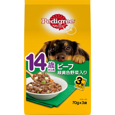 ペディグリー 14歳から用 ビーフ 緑黄色野菜入り70g×3袋