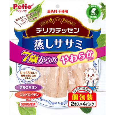 デリカテッセン 蒸しササミ 7歳からのやわらか健康ケア2本入×4パック