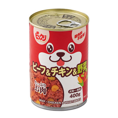 ビックリ 犬缶ビーフ&チキン&野菜400g