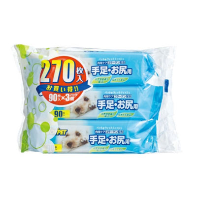 ジョイペット ウエットティッシュα手足・お尻3個パック 90枚×3P