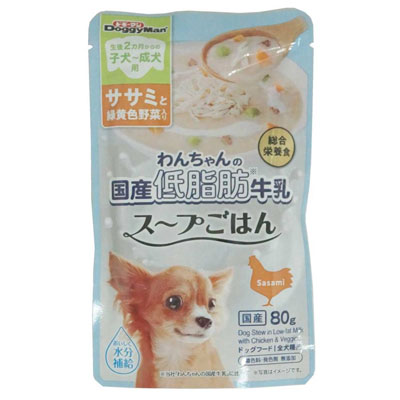 わんちゃんの国産低脂肪牛乳スープごはん ササミと緑黄色野菜入り 80g
