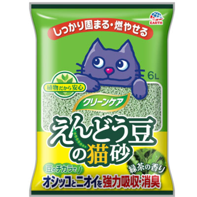 クリーンケア えんどう豆の猫砂 緑茶の香り6L