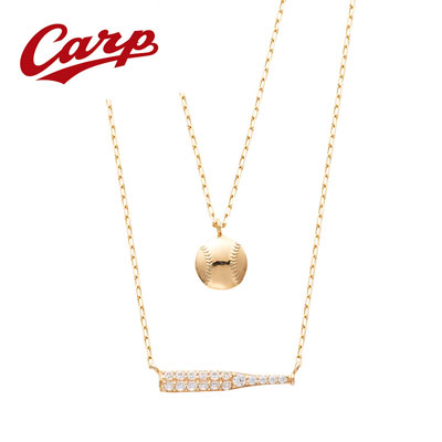 K10YG　キュービックジルコニアネックレス　<ベースボール>