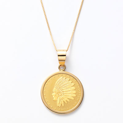 K24/K18インディアンイーグル1/25オンスネックレス