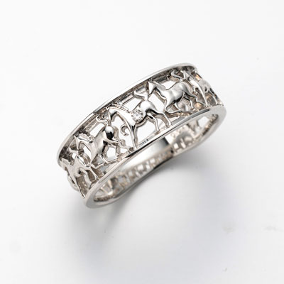 PT950　ダイヤ　馬九行久（うまくいく）リング　0.01ct