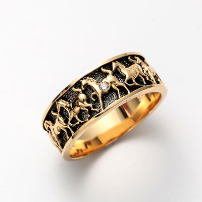 K18YG　ダイヤ　馬九行久（うまくいく）リング　0.01ct