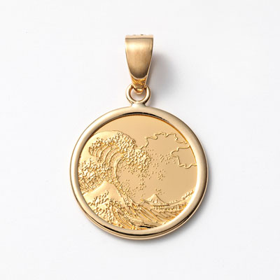 24金コイン/18金枠　葛飾北斎1/25オンス　コイントップ