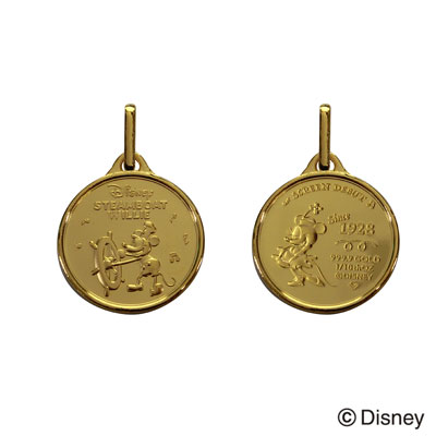 K24　1/10オンスメダルリバーシブルペンダント『STEAMBOAT WILLIE』