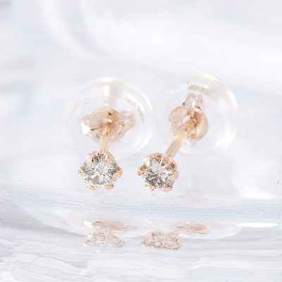K18ピンクゴールドダイヤピアス0.2ct