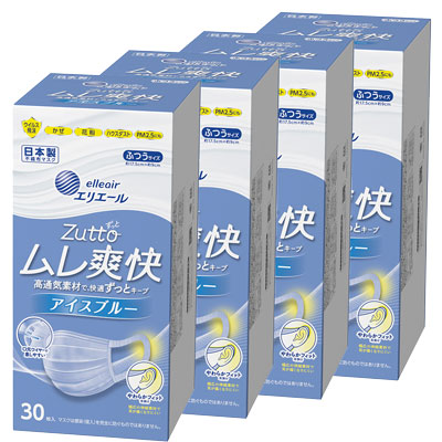 エリエール　Zutto　ムレ爽快アイスブルー　ふつうサイズ　30枚x4個