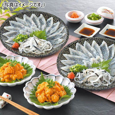 <サンライズフーズ>とらふぐ刺身・うにほたてセット