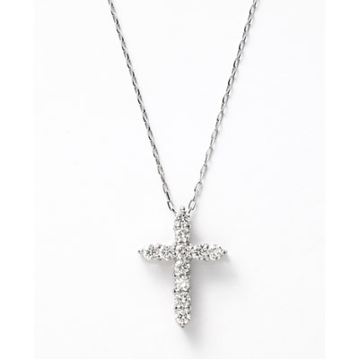 プラチナ950/850　クロスダイヤモンド　ネックレス　0.2ct