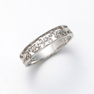 PT950　ダイヤ　馬九行久（うまくいく）リング　0.01ct