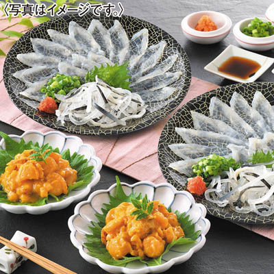 ＜サンライズフーズ＞とらふぐ刺身・うにほたてセット