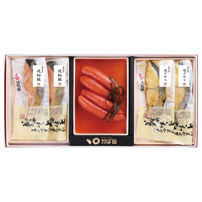 ＜かば田＞昆布漬辛子めんたい・焼さわら・紅鮭西京漬