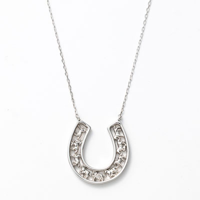 プラチナ950/850　ダイヤ　馬九行久(うまくいく)ネックレス　0.004ct