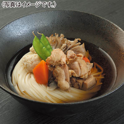 ＜無限堂＞レンジで簡単　比内地鶏稲庭うどん